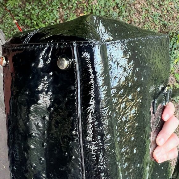 Kate Spade Black Ostrich-Embossed Leather Tote Bag Black w Gold Hardware NWOT - Picture 4 of 13